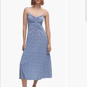 Mango “Floral Ruched Slip Dress”